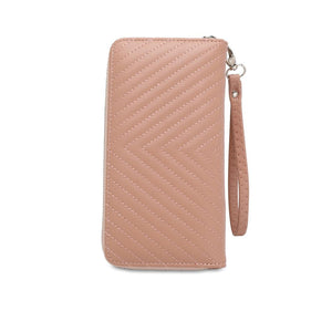 Women's RFID Zipper Long Wallet / Purse With Detachable Wrist Strap And Coin Compartment - KP 008