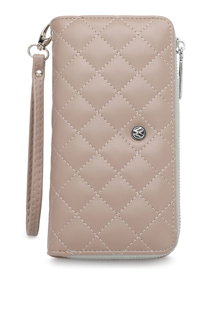 Women's RFID Zipper Long Wallet / Purse With Detachable Wrist Strap And Coin Compartment - KP 007