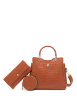 Load image into Gallery viewer, Women&#39;s 3-In-1 Croc Embossed Handbag + Pouch + Coin Case - HGY 1885