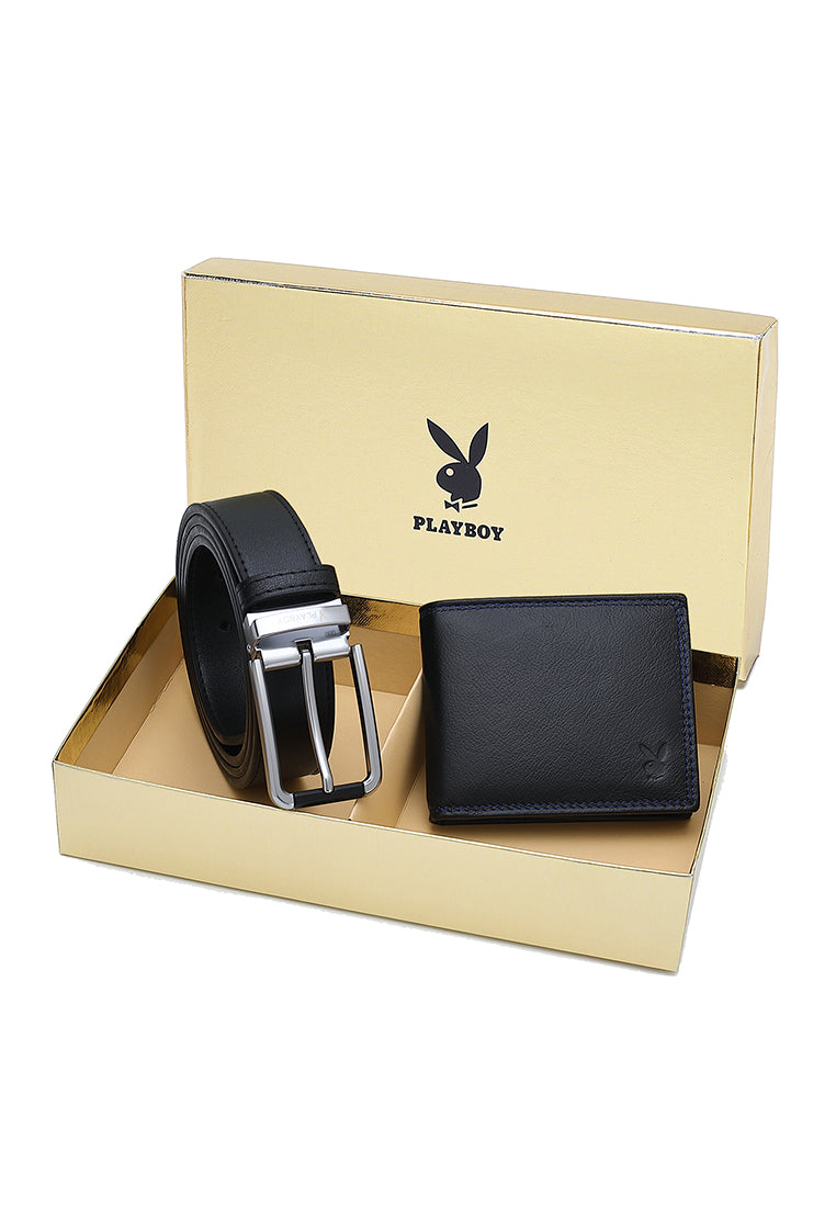 Men's Gift Set - Genuine Leather RFID Wallet + 35mm Pin Belt - PGS 442