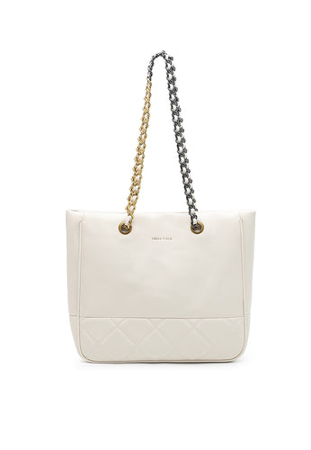 Women's Chain Tote Bag / Shoulder Bag - White
