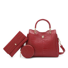 Load image into Gallery viewer, Women&#39;s 3-In-1 Croc Embossed Handbag + Pouch + Coin Case - HGY 1885