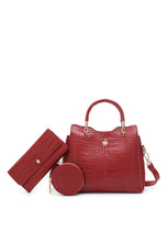 Load image into Gallery viewer, Women&#39;s 3-In-1 Croc Embossed Handbag + Pouch + Coin Case - HGY 1885