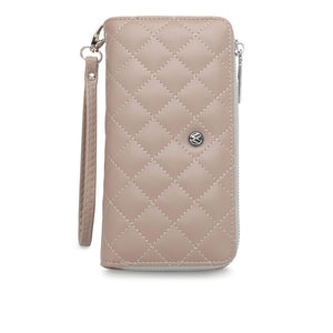 Women's RFID Zipper Long Wallet / Purse With Detachable Wrist Strap And Coin Compartment - KP 007