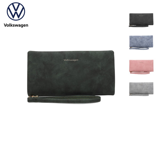 Women's Zipper Leather Long Wallet / Purse With Detachable Wrist Strap And Coin Compartment - KP 020