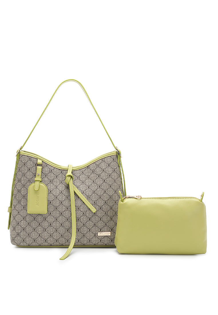 2-in-1 Women's Top Handle Bag + Pouch - Green