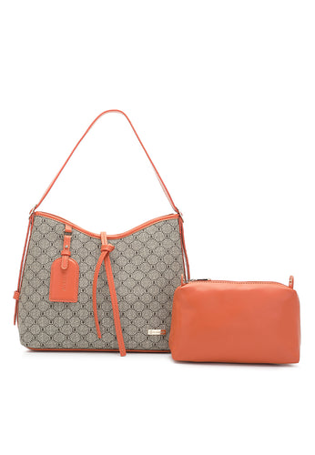 2-in-1 Women's Top Handle Bag + Pouch - Orange