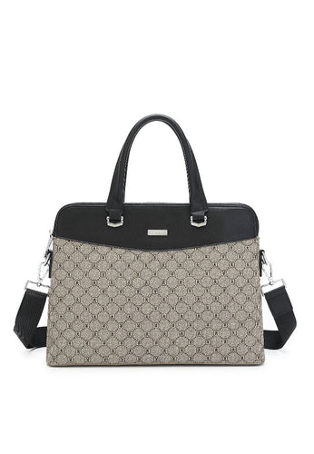 Women's Monogram Top Handle Bag / Sling Bag / Crossbody Bag / Briefcase - Beige