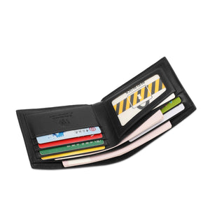 Wild Channel Men's Genuine Leather RFID Blocking Bi Fold Wallet - NW 008