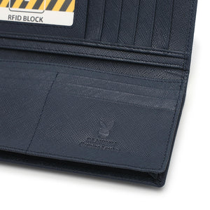 Men's Genuine Leather RFID Blocking Fortune Blue Wallet - PW 277