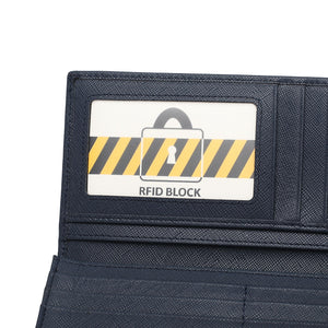 Men's Genuine Leather RFID Blocking Fortune Blue Wallet - PW 277