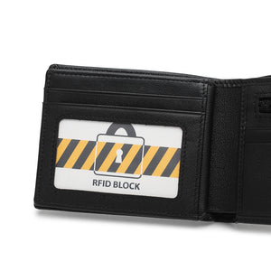 Men's Genuine Leather RFID Blocking Fortune Black Wallet - PW 279