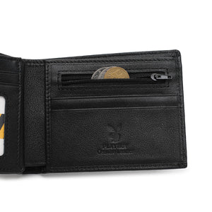 Men's Genuine Leather RFID Blocking Fortune Black Wallet - PW 279