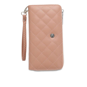 Women's RFID Zipper Long Wallet / Purse With Detachable Wrist Strap And Coin Compartment - KP 007