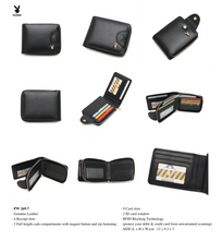 Load image into Gallery viewer, (8 to 12 card slots) PLAYBOY GENUINE LEATHER RFID LONG &amp; SHORT WALLET PW 269 -1/-6/-7/-8 BLACK