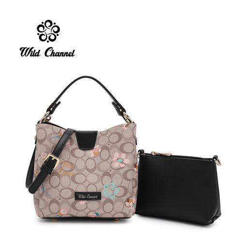 WILD CHANNEL LADIES 2 IN 1 TOP HANDLE SLING BAG AND POUCH SIENNA