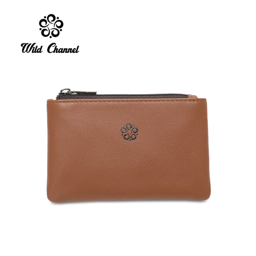 WILD CHANNEL GENUINE LEATHER RFID CARD HOLDER NW 012-1 LIGHT BROWN