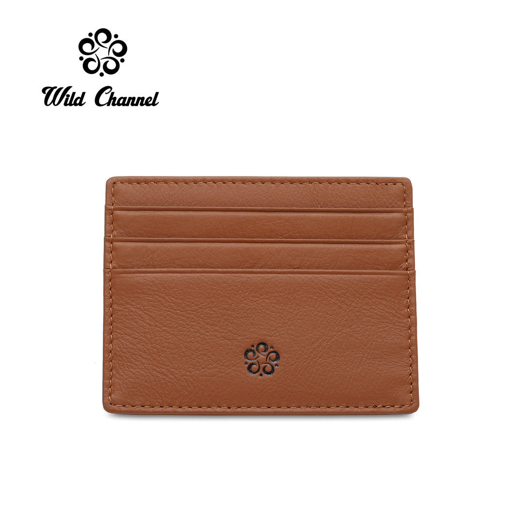 WILD CHANNEL GENUINE LEATHER CARD HOLDER NW 012-2 LIGHT BROWN