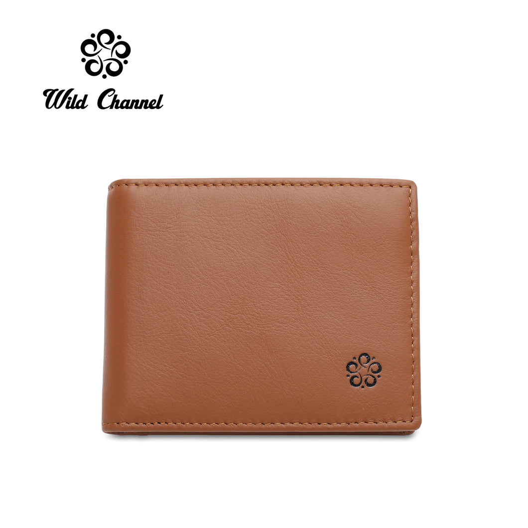 WILD CHANNEL GENUINE LEATHER RFID SHORT WALLET NW 013-2 LIGHT BROWN