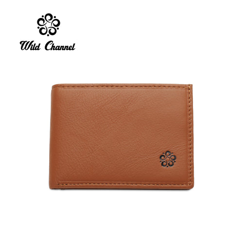 WILD CHANNEL GENUINE LEATHER RFID SHORT WALLET NW 014-2 LIGHT BROWN