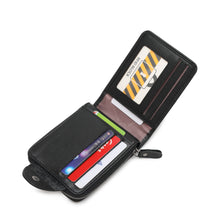 Load image into Gallery viewer, WILD CHANNEL GENUINE LEATHER RFID ZIPPER SHORT WALLET NW 015-7 BLACK