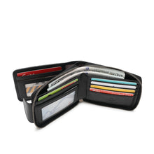 Load image into Gallery viewer, WILD CHANNEL GENUINE LEATHER RFID ZIPPER SHORT WALLET NW 015-7 BLACK