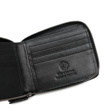 Load image into Gallery viewer, WILD CHANNEL GENUINE LEATHER RFID ZIPPER SHORT WALLET NW 015-8 BLACK