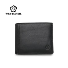 Load image into Gallery viewer, WILD CHANNEL GENUINE LEATHER RFID SHORT WALLET NW 017-1 BLACK