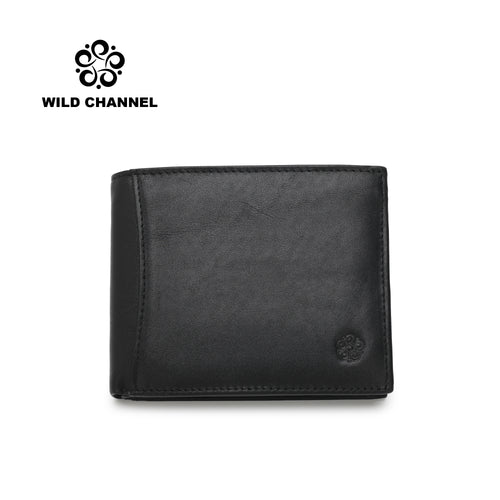 WILD CHANNEL GENUINE LEATHER RFID SHORT WALLET NW 017-1 BLACK