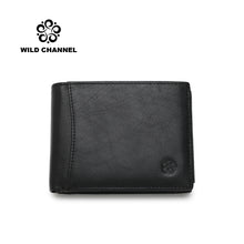 Load image into Gallery viewer, WILD CHANNEL GENUINE LEATHER RFID SHORT WALLET NW 017-2 BLACK