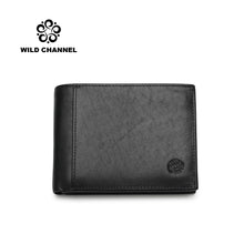 Load image into Gallery viewer, WILD CHANNEL GENUINE LEATHER RFID SHORT WALLET NW 017-3 BLACK