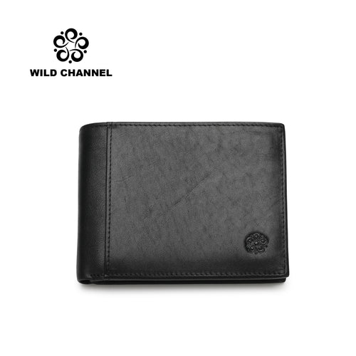 WILD CHANNEL GENUINE LEATHER RFID SHORT WALLET NW 017-3 BLACK