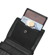 Load image into Gallery viewer, WILD CHANNEL GENUINE LEATHER RFID SHORT WALLET NW 017-4 BLACK