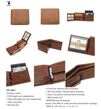Load image into Gallery viewer, (8 to 11 Card Slots) PLAYBOY GENUINE LEATHER RFID WALLET PW 268 -1/-5 KHAKI
