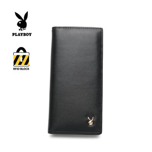 (8 to 12 card slots) PLAYBOY GENUINE LEATHER RFID LONG & SHORT WALLET PW 269 -1/-6/-7/-8 BLACK