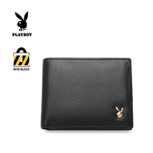 Load image into Gallery viewer, (11 Card slots) PLAYBOY GENUINE LEATHER RFID SHORT WALLET PW 269-4 BLACK