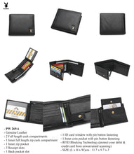 Load image into Gallery viewer, (8 to 12 card slots) PLAYBOY GENUINE LEATHER RFID LONG &amp; SHORT WALLET PW 269 -1/-6/-7/-8 BLACK