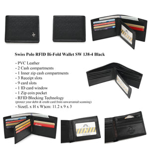 Swiss Polo Men RFID Bifold Wallet And Automatic Belt Gift Set Box SGS 559-1 Black