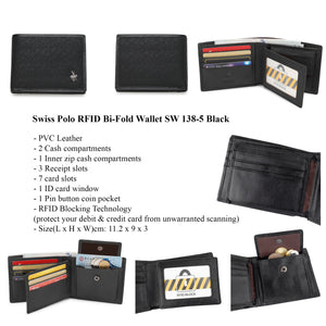 Swiss Polo Men RFID Bifold Wallet and Automatic Belt Gift Set Box SGS 556-2 Black