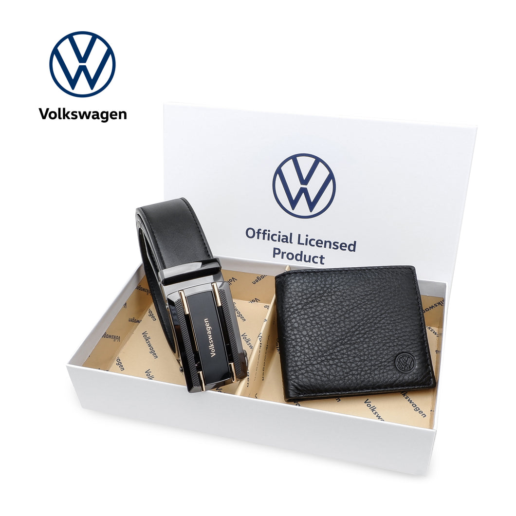 Volkswagen Men's Gift Set - Genuine Leather RFID Bi Fold Wallet And 40MM Auto Belt VGS 276