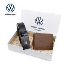 Load image into Gallery viewer, Volkswagen Men&#39;s Gift Set - Genuine Leather RFID Bi Fold Wallet And 40MM Auto Belt VGS 279