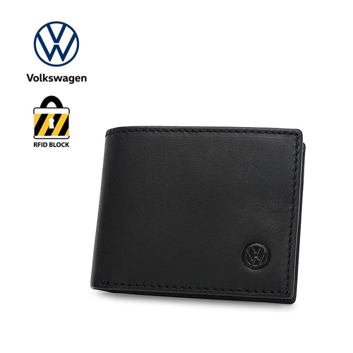 Volkswagen Men's Genuine Leather RFID Blocking Tri Fold Wallet
